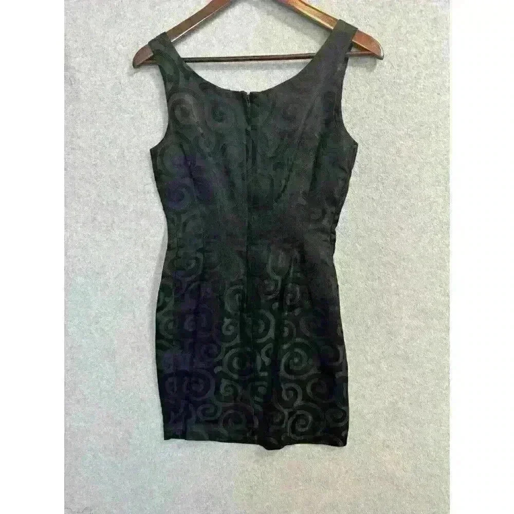 VTG 90s Jacquard Little Black Mini Dress Arrested Jonathan Martin Sz 3/4 80s EUC - Picture 14 of 15